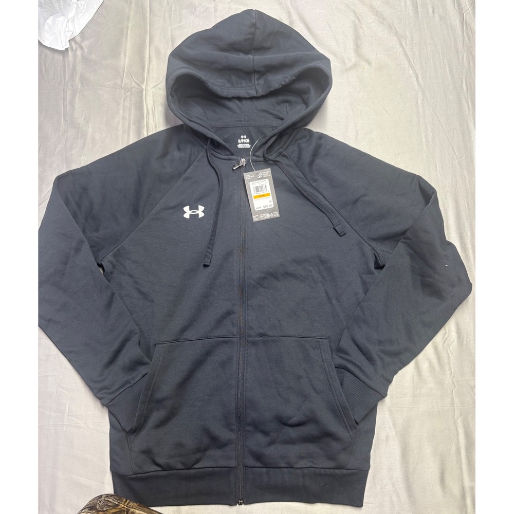 Under Armour Mens Rival Fleece Full Zip Hoodie Black 1379767-001 Small NWT